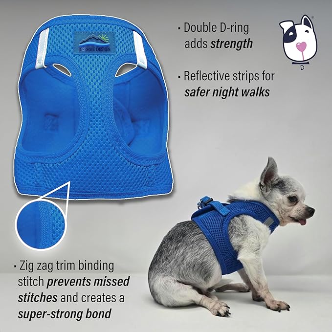 Doggie Design Dog Harness - No Choke Dog Harness, Dog Vest, Mesh Polyester, Pet Harness, Simple Step in and Go Design, Harness for Dog - Cobalt Blue, XS