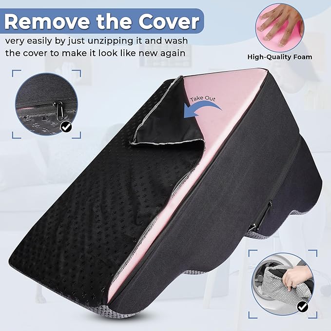 4 Steps Pet Stairs for Small Dogs, 19” High Curved Dog Stairs for Bed with Non-Slip Base, High-Density Foam, and Removable Washable Cover