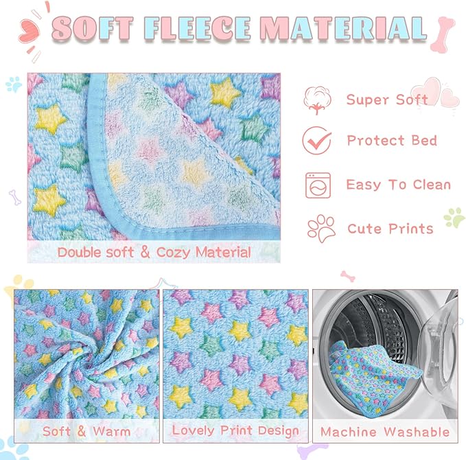 8 Pack Guinea Pig Cage Liner, Washable Guinea Pig Fleece Blankets Beding Accessories, Flannel Throw Warm Sleep Mat, Pet Pee Pads for Small Animal Hamster Rabbit Puppy Cat (Light Color, 24x16 Inch)