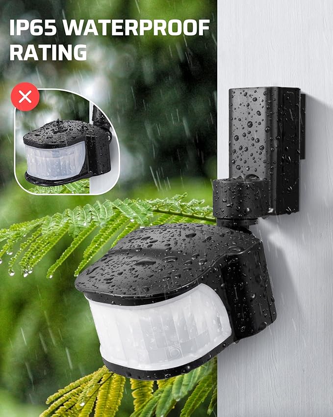 DEWENWILS Motion Sensor Outlet, Indoor Outdoor Motion Sensor Plug Outlet, Adjustable Sensing Angle,50FT Detection Range, 100FT Wireless Light Switch Transmitter, No Wiring, Long Time Delay