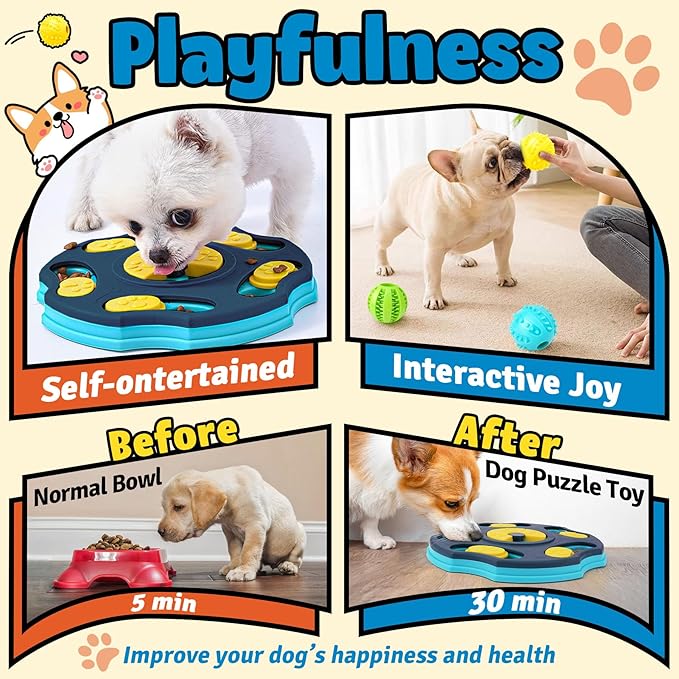 9 Pack All-Around Dog Puzzle Toy Set -Mentally Stimulating Dog Enrichment Toys for Small to Medium Smart Dogs, Includes Dog Lick Mat with Suction Cups