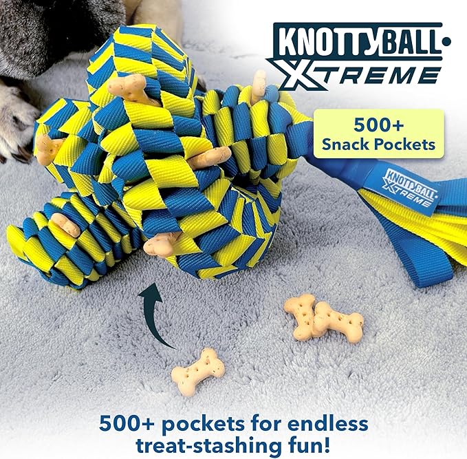 Race&Herd KnottyBall Xtreme Snuffle Ball, Interactive Dog Puzzle Toy for Dogs, Stimulating Dog Toys for Boredom, Treat Puzzle Toys for Dogs Enrichment, Snuffle Treat Dispensing Smart Dog Toys