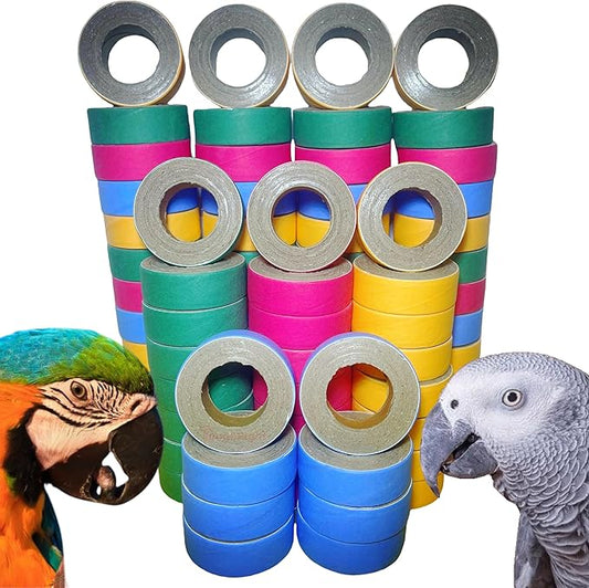 80Pcs Fatty Bagels Bird Toys for Parrots Durable Cardboard Chewing Shredding Foraging Foot 1.75" for Medium & Large Parrot Amazons Mini Macaws African Greys Cockatoos Eclectus Senegal