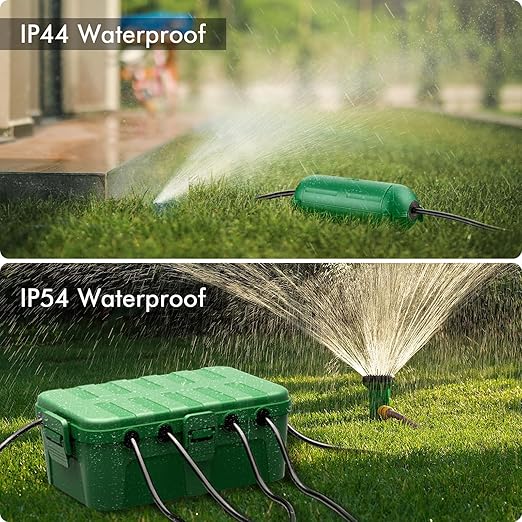 RESTMO 5-Piece Outdoor Waterproof Electrical Box Set – 12.5" x 8.5" x 5" Large & 7.1" x 2.3" x 2.3" Small, Weatherproof Boxes for Power Strip, Outlet, Plug, Socket, Timer, Holiday Light, Green
