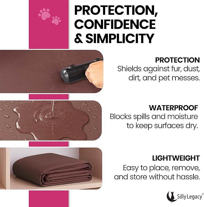 SILLY LEGACY Thin Reversible Waterproof Protective Cover or Liner for Bed or Couch (Queen Size, 96 x 82 inch), for Dogs and Cats, Babies; Incontinence, Dirt, Drool