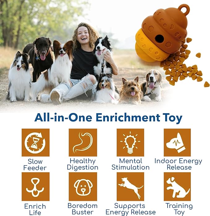 Race&Herd Dog Puzzle Toy, Dog Treat Toy for Enrichment, Treat Dispensing Toys for Mental Stimulation, Feeder Topple Toy, Food Puzzle Feeder and Puppy Treat Dispenser for Boredom Relief