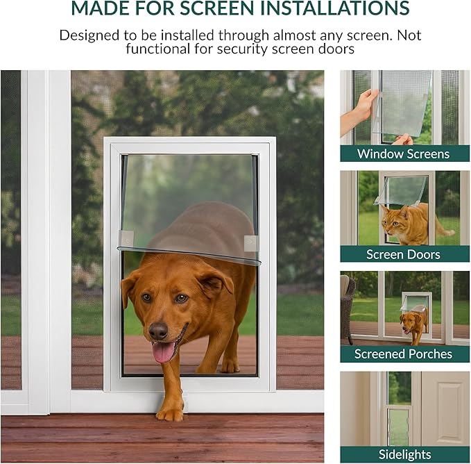 Elbert Mountain Pet Door - Universal Screen Model | Cat & Dog Door for Screen Porches, Sliding Doors & Windows | Magnetic-Seal Flap | Bug-Proof Heavy-Duty Frame