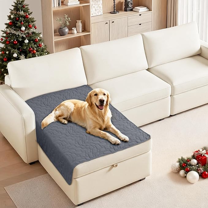 Waterproof Dog Bed Cover, Non-Slip Dog Blanket for Couch, Sofa Covers Washable, Waterproof Blanket for Furniture, Pet Bed Mat for Sofa, Car, Pet-Friendly Couch Covers (40x50 Inch, Dark Grey)