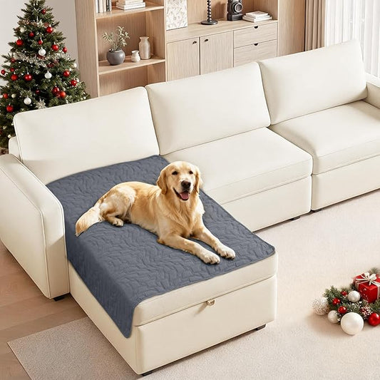 Waterproof Dog Bed Cover, Non-Slip Dog Blanket for Couch, Sofa Covers Washable, Waterproof Blanket for Furniture, Pet Bed Mat for Sofa, Car, Pet-Friendly Couch Covers (40x50 Inch, Dark Grey)