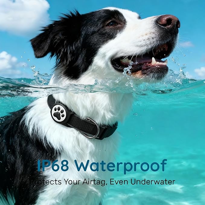 4 Pack- IPX8 Waterproof Airtag Dog Collar Holder for Apple Air Tag, Silicone Dog Airtag Holder for Dogs,Anti-Scratch GPS Case for Apple Airtag, Durable Cover for Pet Collar