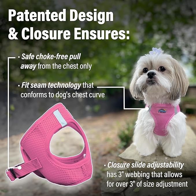 DOGGIE DESIGN Dog Harness - No Choke Dog Harness, Dog Vest, Mesh Polyester, Pet Harness, Simple Step in and Go Design, Harness for Dog - Candy Pink, M