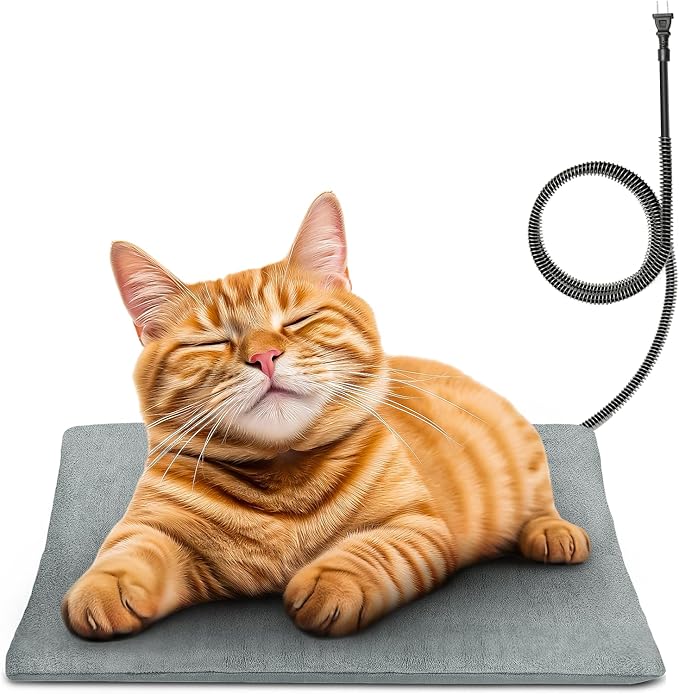 Outdoor Pet Heating Pad for Cat Dog, Heated Cat Mat Dog Mat with Auto Temperature, Pet Warming Pad Heated Cats Dogs House Cat Bed (S: 19.7'' x 11.8'', Gray)