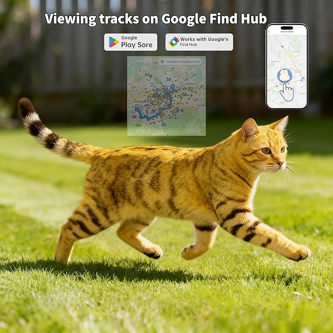 Pet Tracker,GPS Collar for Cats (Android Only) Smart tag,Waterproof Compatible with Google Find My,No Monthly Fee,Advanced Tracking Solution Smart Collar for Pet Safety Ideal Small Large Cats