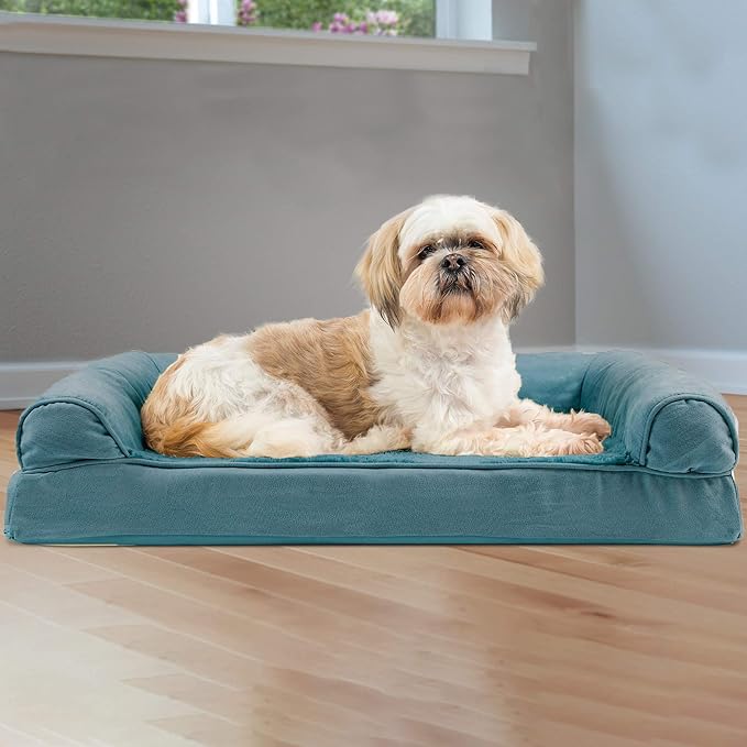 FurHaven Soft, Orthopedic Foam Sofa Dog Bed with Washable & Removable Cover - Plush/Suede - Deep Pool, Dogs Up to 35 lbs - Medium