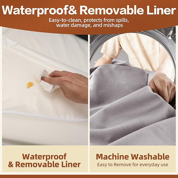 Sytopia XXL 35D Memory Foam Dog Bed, 7 Inch Thick Extra Large Orthopedic Couch for Senior Dogs Over 100 Pounds, Water Resistant and Washable Cover, Liner, Grey