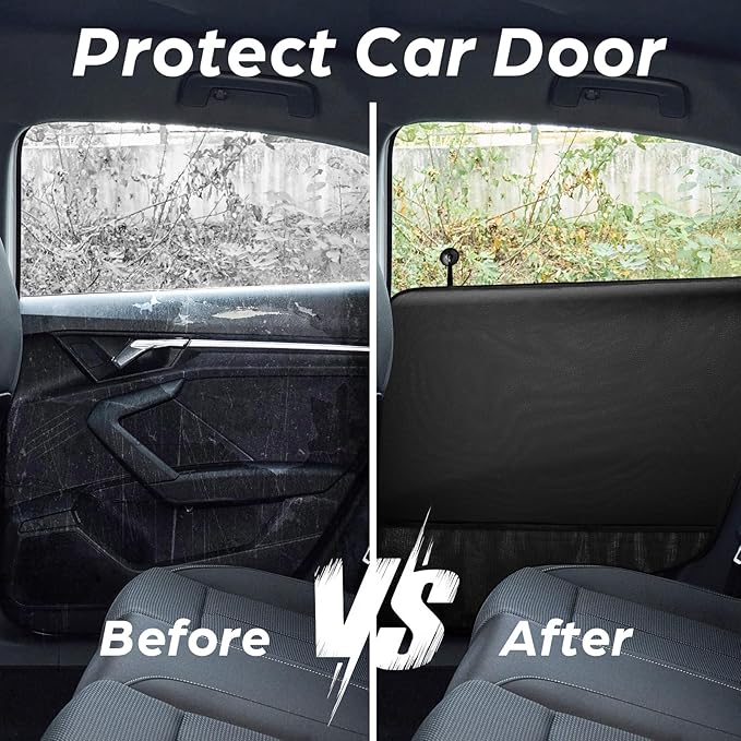 Dog Car Door Protector - 2 Pack Durable & Universal Fit Anti-Scratch Waterproof Vehicle Door Covers, Guards Your Car from Dog Scratching, Essential Accessories for SUV Interiors，Black