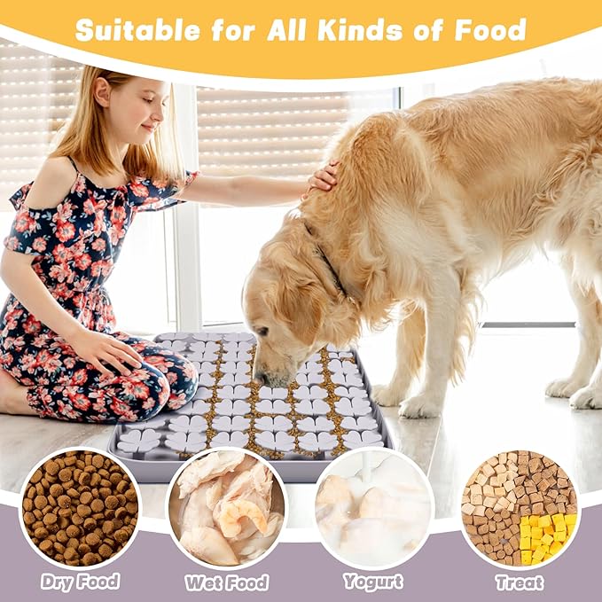 Dog Lick Mat, 23.6"x 15.7" Large Silicone Snuffle Mat with Suction Cups, Slow Feeder for Small Medium Large Dogs Slow Eating, Boredom Reducer (Grey)