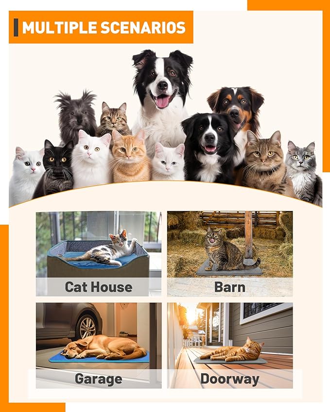 PETNF Pet Heating Pad Temperature Adjustment Cat Dog Heating Pad Anti-bite Puppy with Timer Indoor Waterproof Pet Warming Electric Heated Bed Mat Dog