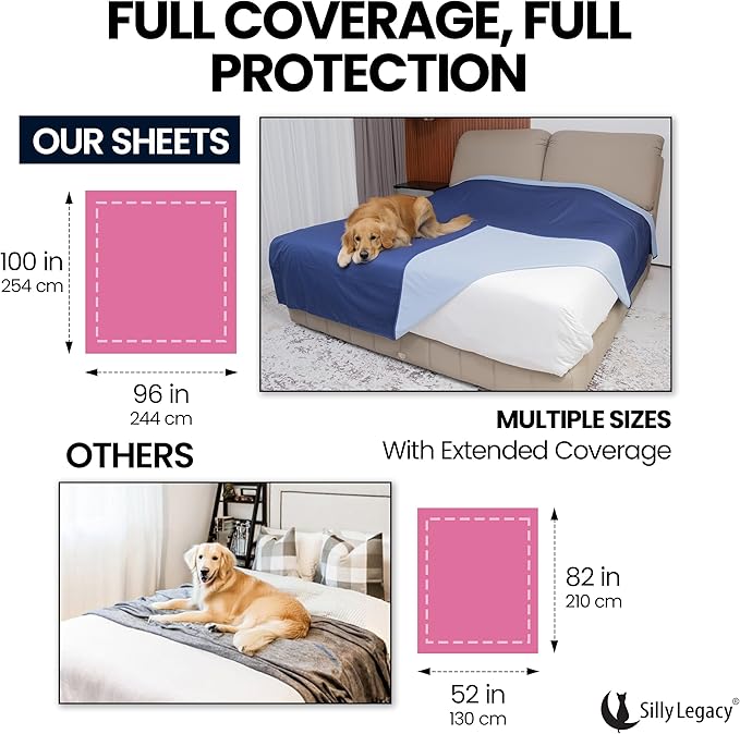 SILLY LEGACY Thin Reversible Waterproof Protective Cover for Bed (Twin Size, 90 x 55 inch), for Pets, Babies; Incontinence, Dirt, Drool