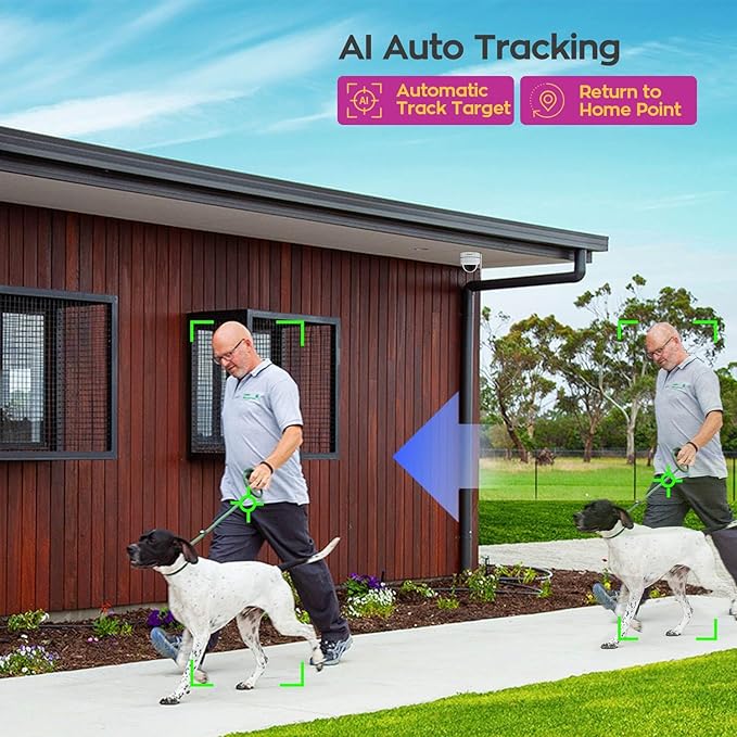 xmartO [AI Tracking Ceiling CAM] 10CH 2K HD Metal Dome PTZ Wireless Security Camera System, 8*Automatic-Follow, 2-Way Audio and Night Vision Camera, 10CH 4K Long Range WiFi 6 Surveillance DVR NVR Kit