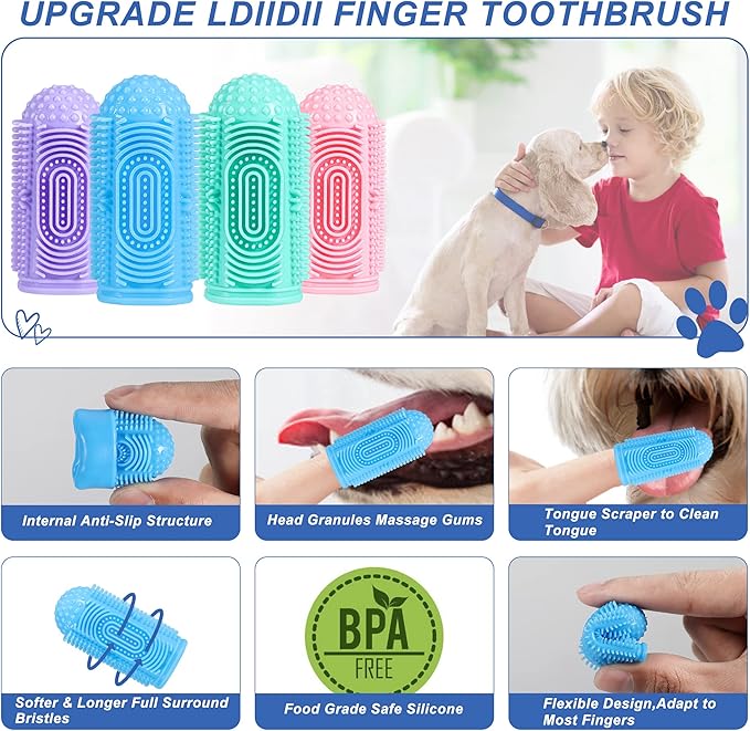 Dog Toothbrush 8 Pack Dog Tooth Brushing Kit Dogs Finger Toothbrush for Teeth Cleaning & Dental Care Cat Toothbrushs Doges Tooth Brush Puppy toothbrushs Pet Toothbrushes Finger Brush