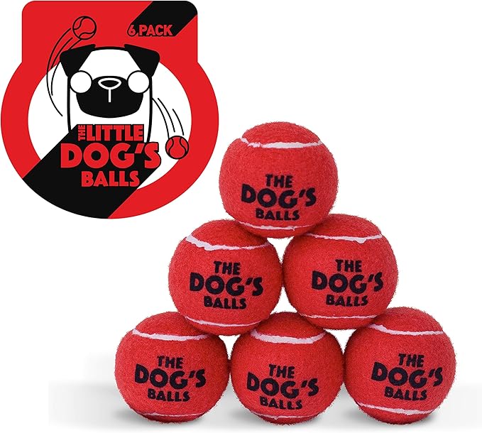 The Dog's Balls 6-Pack Red Dog Toy, Non-Toxic Pet Tennis Balls for Training, Play, Exercise & Fetch, Robust Retrieval Toys for All Breed Sizes