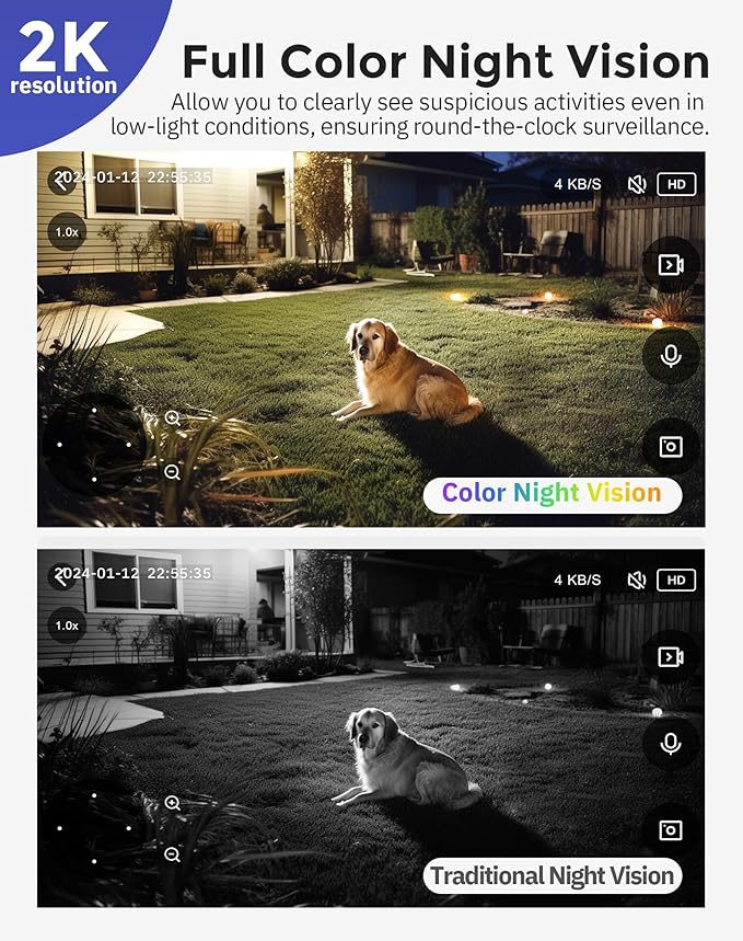Hugolog 2K 3MP Light Bulb Security Camera 5G& 2.4GHz WiFi, 360° Wireless Outdoor Indoor Camera for Home, Motion Detection, Two-Way Talk, Color Night Vision, Siren Alarm, Compatible with Alexa(2 Pack)