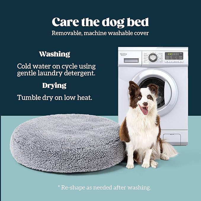 Stoutwool Indestructible Dog Bed - Round Chew Proof Dog Pad - Fluffy Pillow Bed for Aggressive Chewers - Durable - Washable - Ideal for Extra Large Breeds - 42", Charcoal