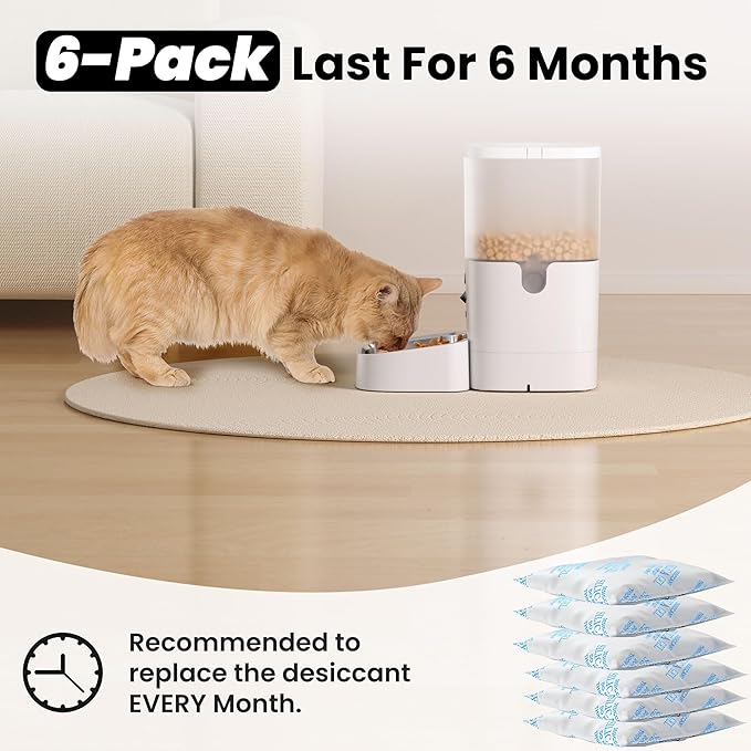 Pet Food Desiccant Bag, Replaced Desiccant for Automatic Cat dog Feeders, Keep Cat Food Dog Dry and Fresh- 6 Packs