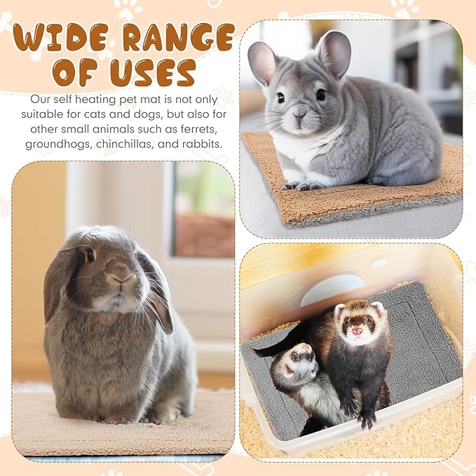 Novabright 3 Pack Self Warming Cat Bed 17x22 Inch Self Heating Dog Mat Reflects Body Heat Extra Warm Thermal Pet Pad Washable Cat Dog Bed for Outdoor Indoor Large Kittens Puppy(Black/Gray/Khaki)