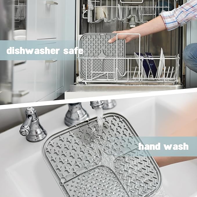 Coomazy Lick Mat for Dog and Cat, Slow Feeder & Non-Slip Design, Boredom and Anxiety Reducer, Suitable for Food, Treats, Yogurt, Peanut Butter and Liver Paste, Non-Toxic, 2-Packs