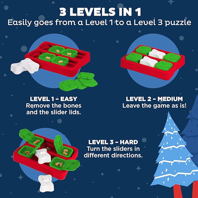 Outward Hound by Nina Ottosson Holiday Dog Brick Treat Puzzle Dog Toy, Level 2 Intermediate, Red, Small (Pack of 2)