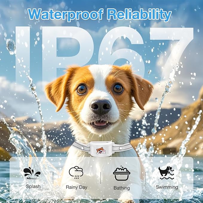 GPS Wireless Dog Electronic Fence & Dog Training Collar, Waterproof Rechargeable Collar with GPS Tracker,Customizable Boundaries via App, No Subscription Required, One Size Outdoor (White)