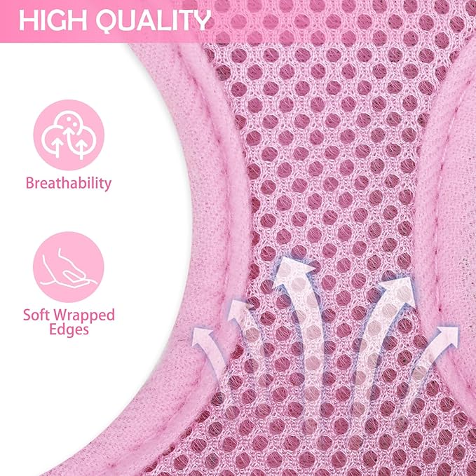 SCENEREAL Puppy Dog Harness with Leash Set for Small Medium Sized Dogs, Soft Mesh Step in Pet Harnesses and Leash, No Chock Plaid Adjustable No Pull Vest for Dogs Cats, Chihuahua,Bulldog (Pink XS)