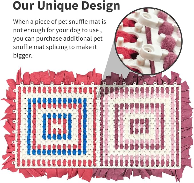 Pet Snuffle Mat for Dogs, Dog Feeding Mat, Nosework Training Mats for Foraging Instinct Interactive Puzzle Toys (Red&Blue&White)