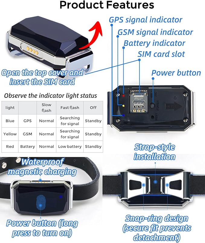 Smart GPS Dog Tracker, Live Pet Tracker, Virtual Fence, 10-Day Battery Life, Tensile Dog Collar, IP67 Water-Resistant, Easy Operation via Proprietary APP, Anti-Lost Tracking Device