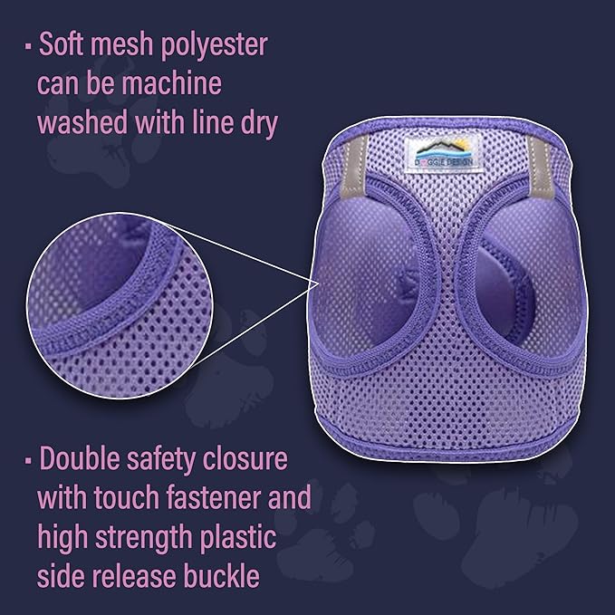 Doggie Design Dog Harness - No Choke Dog Harness, Dog Vest, Mesh Polyester, Pet Harness, Simple Step in and Go Design - Paisley Purple - M