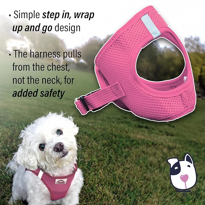 Doggie Design Dog Harness - No Choke Dog Harness, Dog Vest, Mesh Polyester, Pet Harness, Simple Step in and Go Design, Harness for Dog - Candy Pink, XXS