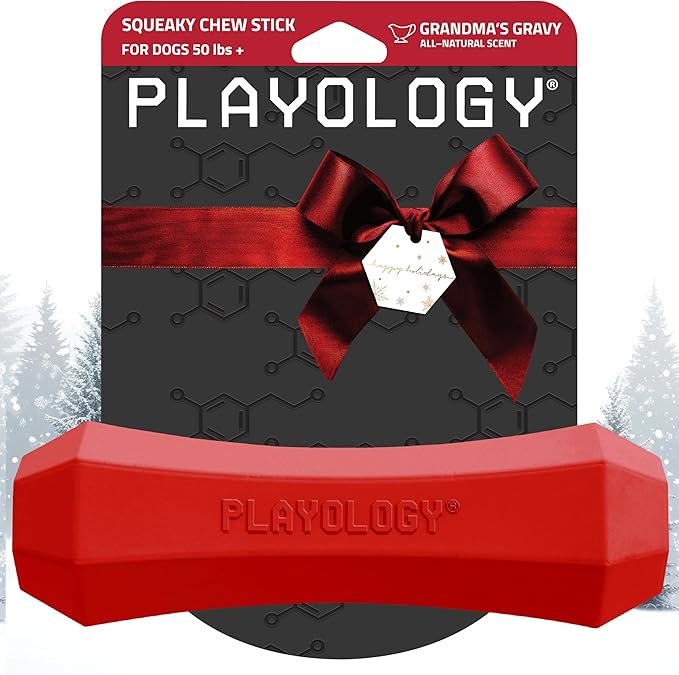 Playology Dog Toys | Durable Squeaky Chew Stick for Dogs | Jumbo Grandma's Gravy Scented Toy - Easy to Clean and Made from Non Toxic Materials