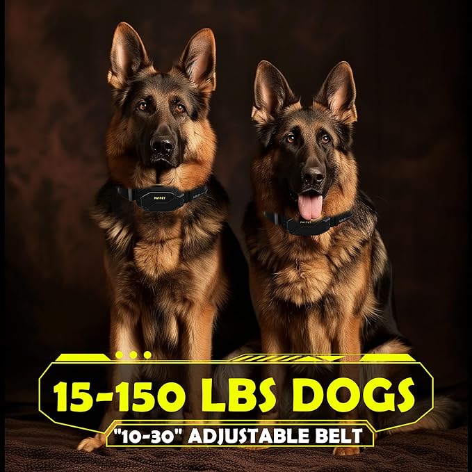 PATPET Dog Training Collar, 1.2 Mile Range 101 Training Levels Dog Shock Collar with Remote Control (15-150 lbs), Waterproof 100% Safe E Collar for Large Breed for 2 Dogs Black with Bright Green