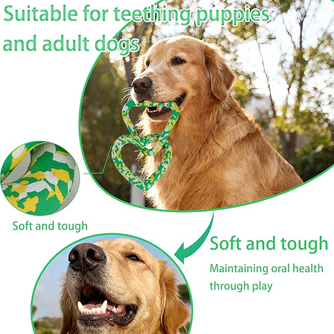 Triangle & Heart Dog Chew Toy 99.99% Natural Rubber，Eco-Friendly Biodegradable, Gentle Gum Care, Especially Friendly to Puppies in The Teething Period