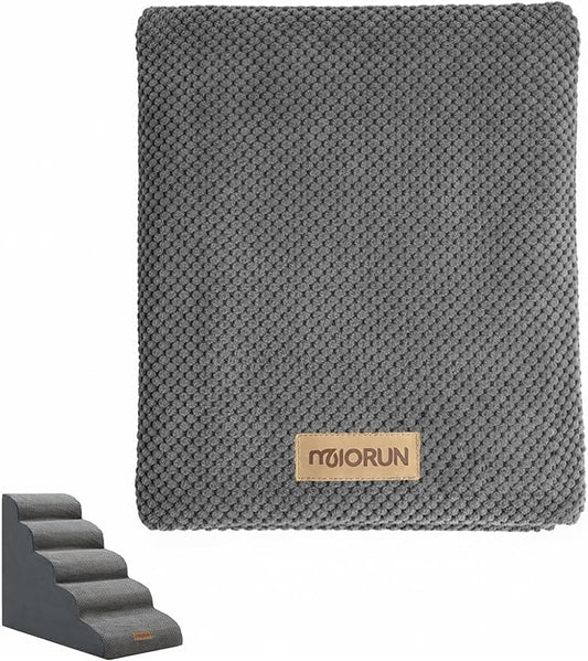 Replacement Cover for Miorun 5-Step Dog Stairs (Cover Only), Machine Washable, Anti-Slip, Fits Curved Dog Ramp for High Bed Up to 26", Light Grey