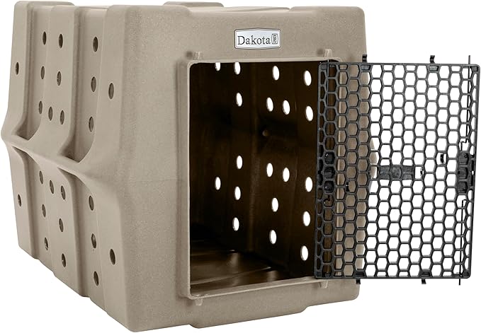 Dakota 283 Canine Rough and Tough Economy Dog Crate w/ Removable Two-Way Door - Heavy Duty Outdoor Kennel for Large Breed Dogs (Sandstone, Large)