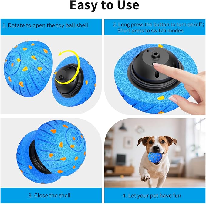 Smart Interactive Dog Toys, Activated Moving, Bouncing, Rotating Ball for Medium/Large Dogs, 2025 E-TPU Material, Motion-Activated Dog Ball to Keep Them Busy, IP54 Waterproof, Christmas Dog Gift
