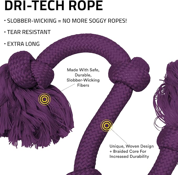 Playology Rope Toys for Dogs | Tug of War Dog Toy for Aggressive Chewers | Bacon Scented Dog Toys | Mega Rope Toy for Interactive Play