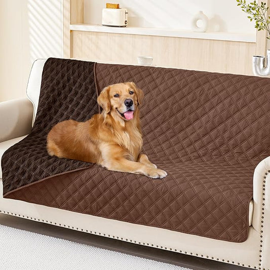 Smiry Waterproof Dog Bed Cover Pet Blanket, Soft Washable Dog Blanket for Furniture Bed Couch Sofa Reversible, Checkered (52"x82", Brown/Chocolate)
