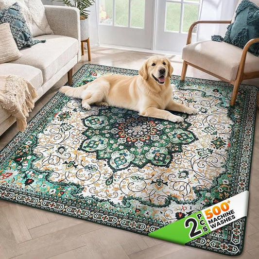 Hompet 2 Pack Super Absorbent Dog Door Mat for Muddy Paws, Washable Pee Pads for Dogs, Reusable Puppy Training Pads, Quick Dry Non-Slip Pet Entryway Rug, Leak-Proof Potty Pad for Indoor Floors 72x72