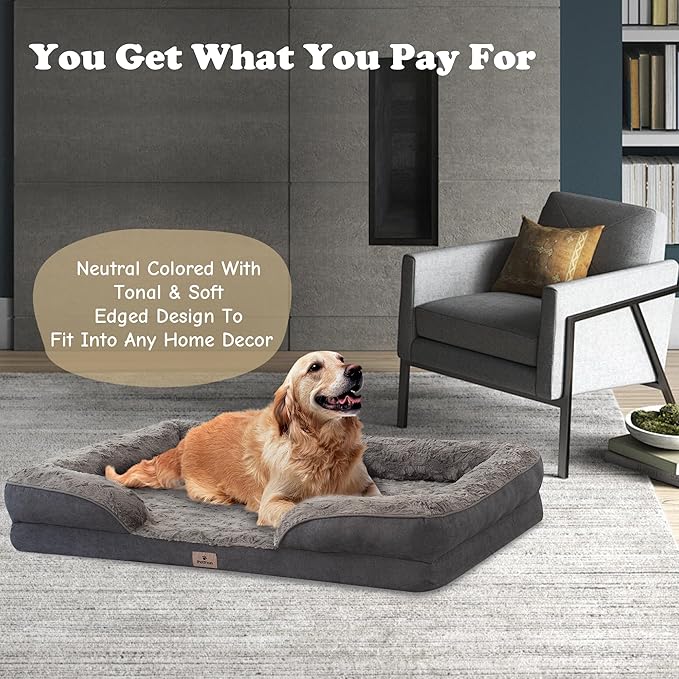 XL Orthopedic Dog Beds Large Sized Dog - Washable Large Dog Cat Bed Waterproof, Comfort Dogs Couch Sofa with Washable Removable Cover, Pet Bed with Nonskid Bottom, Dark Grey, 48"