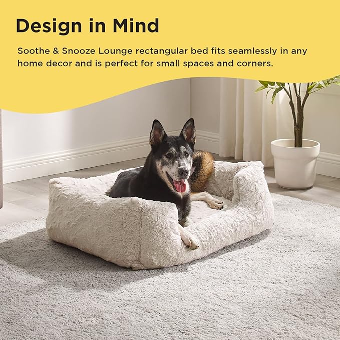 Best Friends by Sheri Soothe & Snooze Lounge Lux Memory Foam Rectangular Dog Bed, Washable, Oyster, Large 36" x 27"