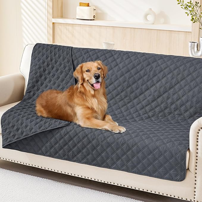 Smiry Waterproof Dog Bed Cover Pet Blanket, Soft Washable Dog Blanket for Furniture Bed Couch Sofa Reversible, Checkered (52"x82", Dark Grey/Dark Grey)